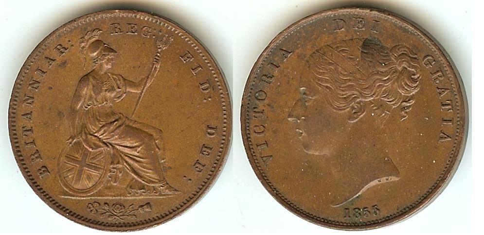Angleterre Penny 1855 SUP